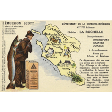 Émulsion Scott - Débilité générale, croissance, dentition, bronchite, rachitisme - Département de la Charente-Inférieure - 417.789 habitants - Chef-lieu : La Rochelle - Sous-préfectures : Rochefort, Saintes, Jonzac.