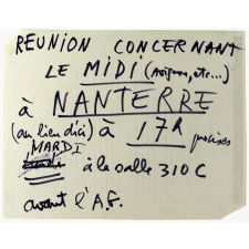 Réunion concernant le Midi à Nanterre.