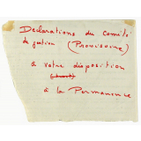 Déclarations du Comité de gestion (Provisoire) à votre disposition à la Permanence.