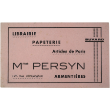 Buvard publicitaire. Librairie Mme Persyn - Armentières.