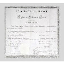 Université de France - Diplôme de Bachelier ès Lettres. Au nom du Roi.