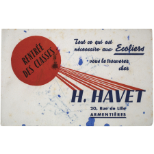 Buvard publicitaire. H. Havet. Rentrée des classes.