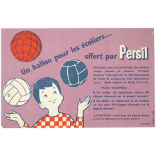 Buvard publicitaire : un Ballon pour les écoliers, offert par Persil
