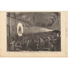 Séance de projections photographiques dans le grand amphithéâtre de la Sorbonne. Paris.