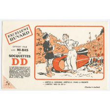 Buvard publicitaire. Mi-Bas et Socquettes D D. L'accident de voiture. 