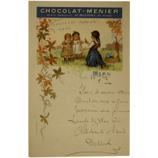 Images réclame. Chocolat-Menier. Portrait de fillettes. Menu.