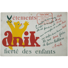 Buvard publicitaire. Vêtements Anik, fierté des enfants.