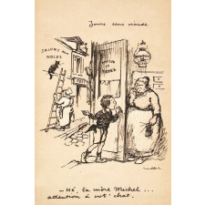 Jours sans viande. - Hé, la mère Michel... attention à vot' chat.