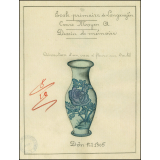Cochinchine/Dessin de mémoire : décoration d'un vase à fleurs sur l'autel.