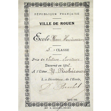 Ex-praemio . République Française. Ville de Rouen. Ecole Marie Houdemare