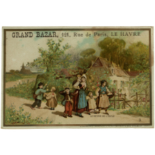 Carte réclame. Grand Bazar. Le Retour de l'Ecole.