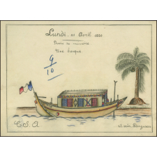 Cochinchine/Dessin de mémoire : une barque.