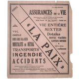Buvard publicitaire. Assurances sur la vie La Paix.