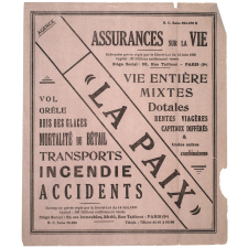 Buvard publicitaire. Assurances sur la vie La Paix.