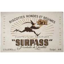 Buvard publicitaire. Biscottes rondes et régimes Surpass.