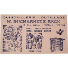 Buvard publicitaire. Quincaillerie-Outillage M. Ducharneux-Beck.