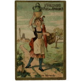 Cartes réclame. A Voltaire. La Laitière et le Pot au lait. 