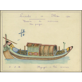 Cochinchine/Dessin de mémoire : une pirogue indigène.