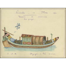 Cochinchine/Dessin de mémoire : une pirogue indigène.