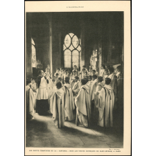 Les petits chanteurs de la cantoria sous les voûtes gothiques de Saint-Séverin, à Paris.