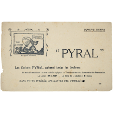Buvard publicitaire. Les cachets Pyral calment toutes les douleurs.