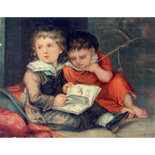 Enfants regardant un livre d'images.