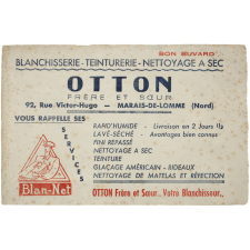 Buvard publicitaire. Otton Frère et Sœur. Votre blanchisseur...