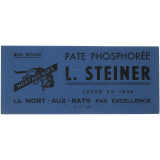 Buvard publicitaire. Pate phosphorée L. Steiner. Mort aux rats. 