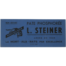 Buvard publicitaire. Pate phosphorée L. Steiner. Mort aux rats.