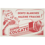 Buvard publicitaire. Super dentifrice Colgate. Menthe douce.