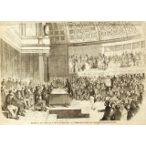 Distribution, dans l'hémicycle de l'École des Beaux-arts, des récompenses accordées aux artistes pour l'exposition de 1848.