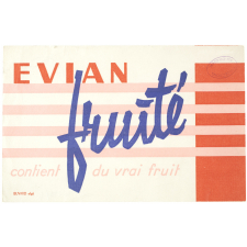 Buvard publicitaire. Evian fruité contient du vrai fruit. 