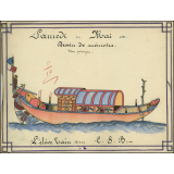 Cochinchine/Dessin de mémoire : une pirogue indigène.
