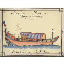 Cochinchine/Dessin de mémoire : une pirogue indigène.