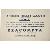 Buvard publicitaire. Papeterie Bissey-Lacoste - Bordeaux.