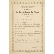 Ex-praemio . Pensionnat des religieuses du Sacré-Coeur de Jésus de Montfleury.