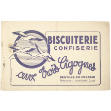 Buvard publicitaire. Biscuiterie Confiserie aux Trois Cigognes.