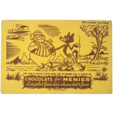 Buvard publicitaire. Le loup et le chien. Chocolats fins Menier. 