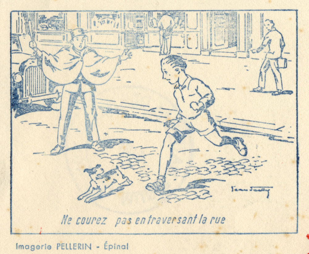 Buvard publicitaire. Emile Leleu. Ne courez pas en traversant la rue.