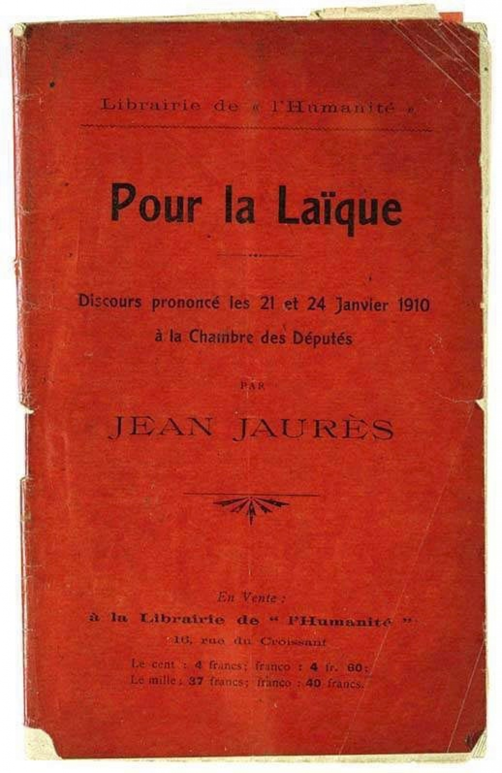Pour la laïque. Discours prononcé les 21 et 24 Janvier 1910 à la Chambre des Députés.