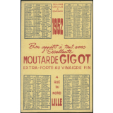 Buvard publicitaire. Moutarde Gigot. Calendrier de 1952.