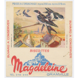 Buvard publicitaire. Biscottes Magdeleine. Hirondelles de fenêtre. 