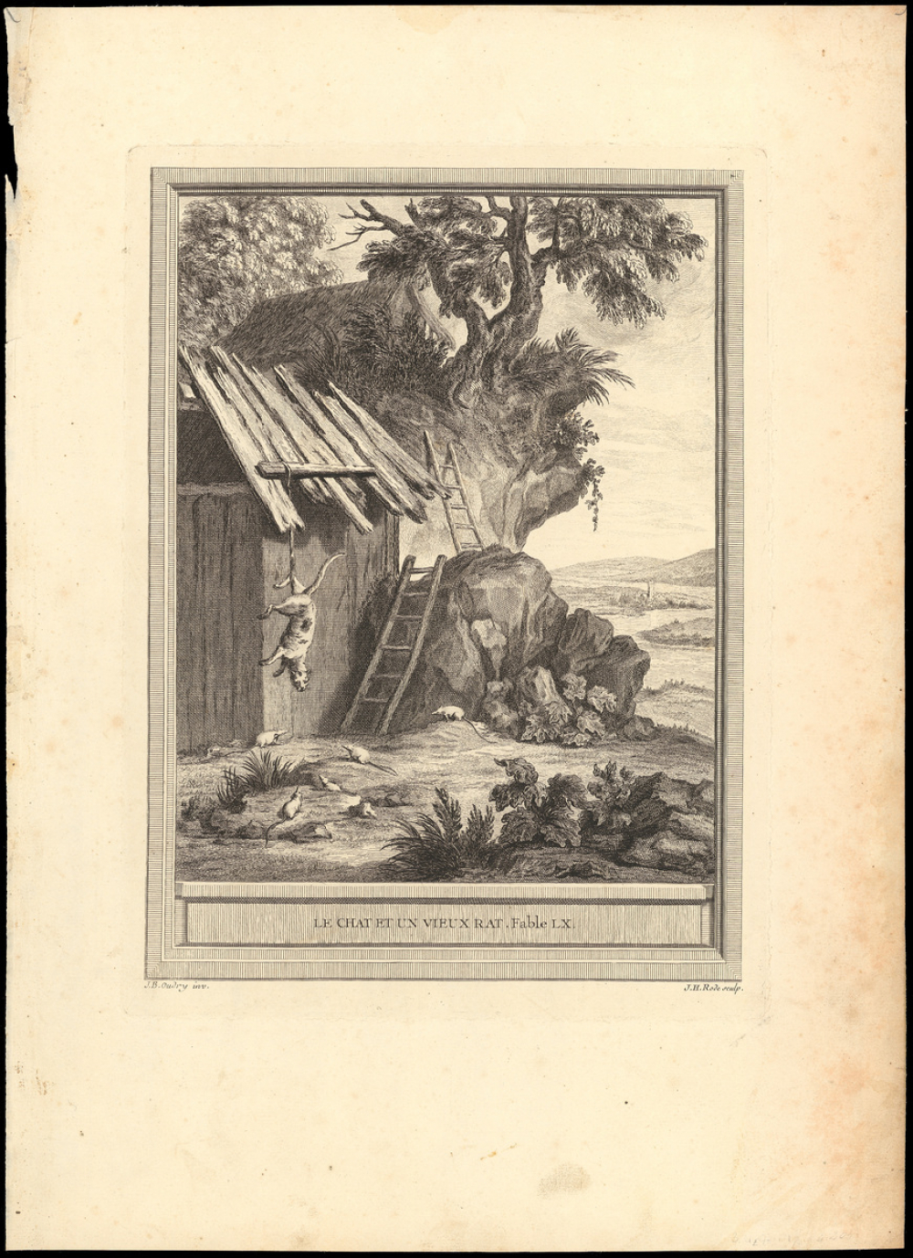 Fable de La Fontaine. Le Chat et un vieux Rat. Fable LX.