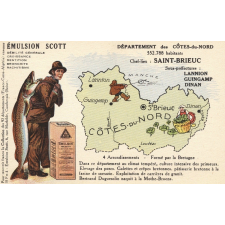 Émulsion Scott - Débilité générale, croissance, dentition, bronchite, rachitisme - Département des Côtes-du-Nord - 552.788 habitants - Chef-lieu : Saint-Brieuc - Sous-préfectures : Lannion, Guingamp, Dinan.