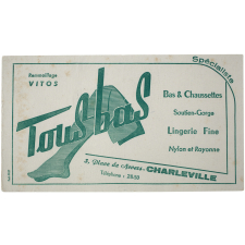 Buvard publicitaire. Tousbas. Spécialiste Bas & Chaussettes.