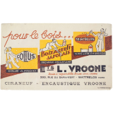 Buvard publicitaire. Encaustique Vroone.