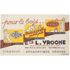 Buvard publicitaire. Encaustique Vroone.