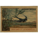 Carte réclame. Chocolat Devinck. Fable de La Fontaine.