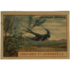 Carte réclame. Chocolat Devinck. Fable de La Fontaine.