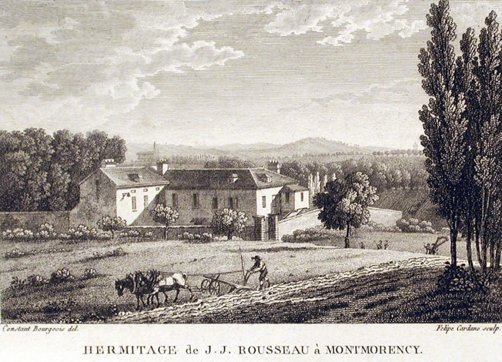 Hermitage de J. J. Rousseau à Montmorency. Hermitage of J. J. Rousseau at Montmorency. J. J. Rousseau s Ehmalige Einsiedeley Zu Montmorency.